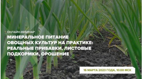 Онлайн-вебинар "Минеральное питание овощных культур: прибавки, листовые подкормки, орошение"